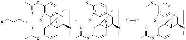 The Acetylcodeine can be obtained by Morphine diacetate and Butylamine.